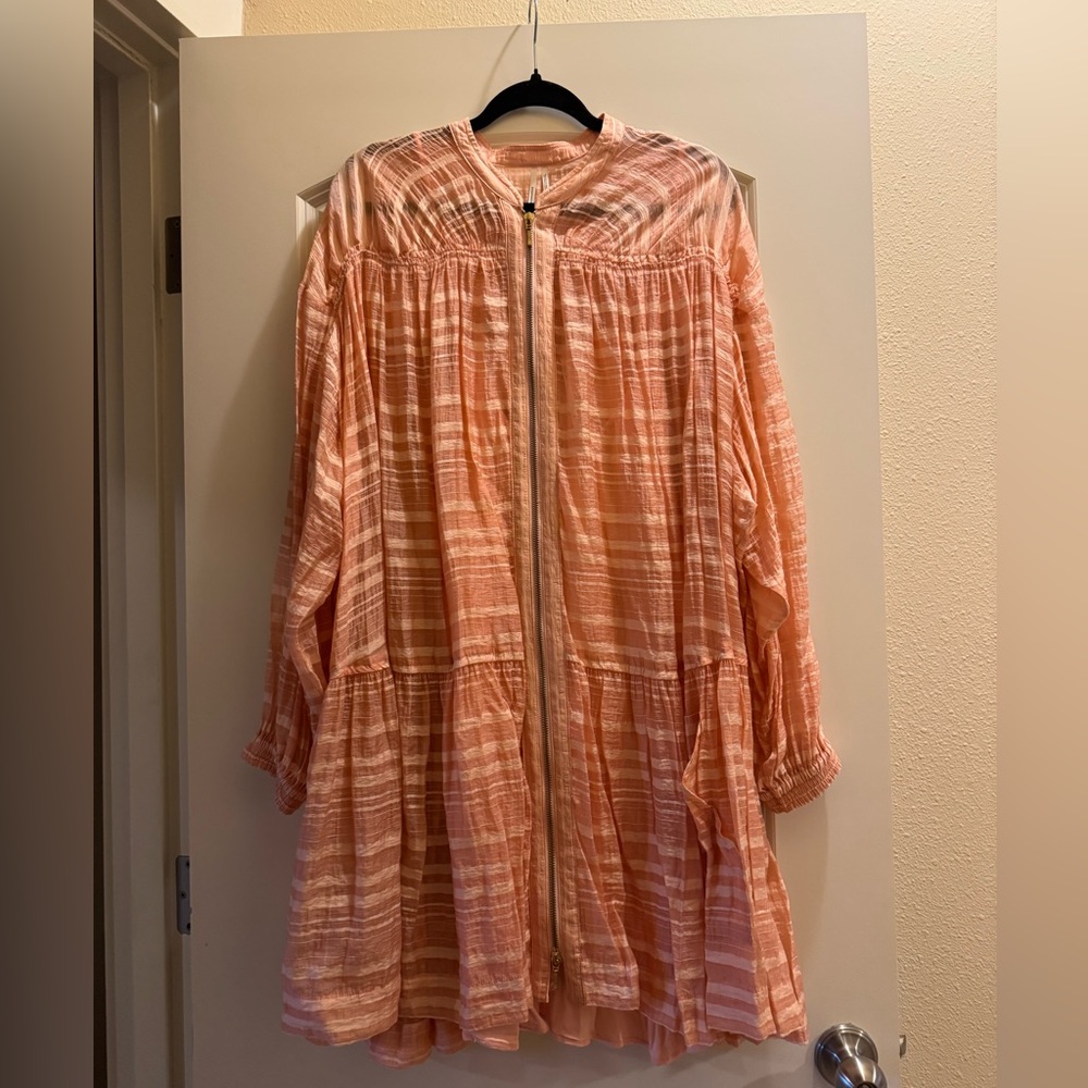 Peach Striped Zipper Dress from Anthropologie